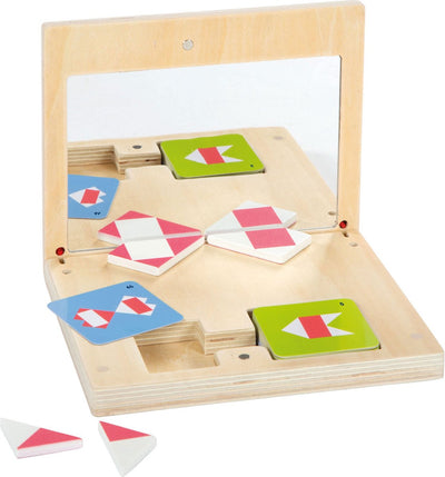Small foot wooden symmetry game with mirror educational