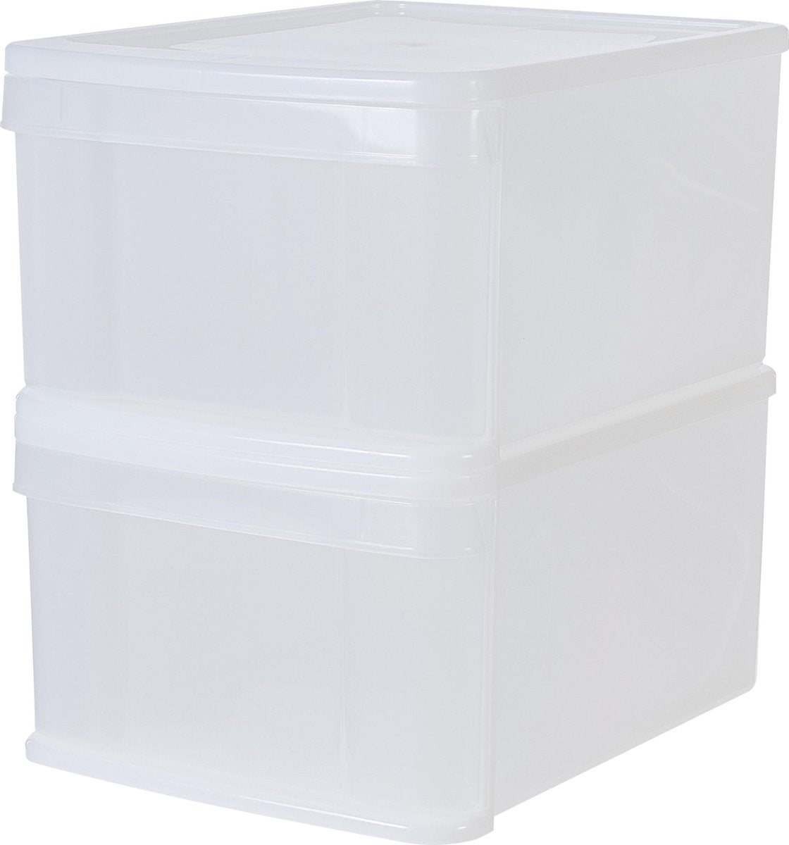Iris stacking drawer - opberglade - 20 l - kunstof - wit transparant - set van 2