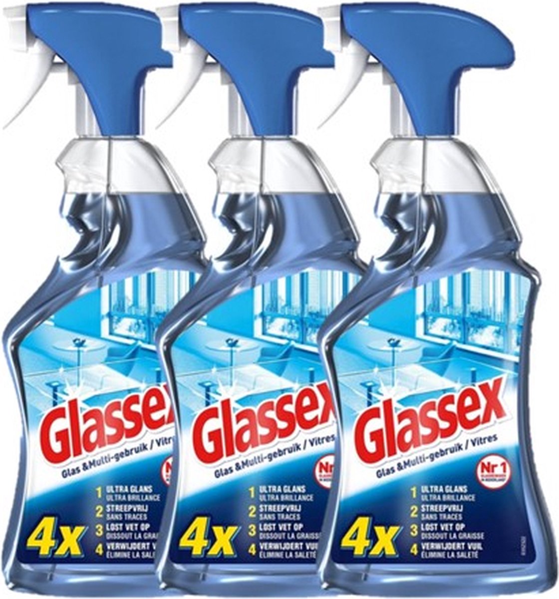 Glassex glass multi window cleaner - 3 x 750 ml