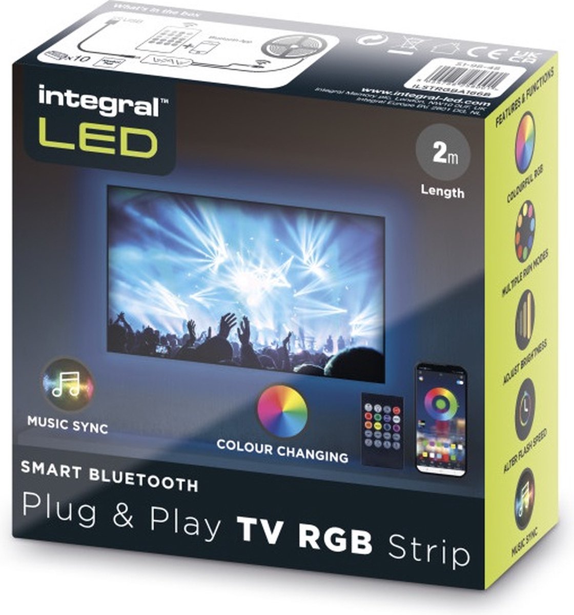 Striscia LED RGB plug play integrata per retro TV 2 metri 1,5 W m 24 LED m 10 mm con USB | bluetooth | rgb | 3 watt | 20.000 ore di combustione