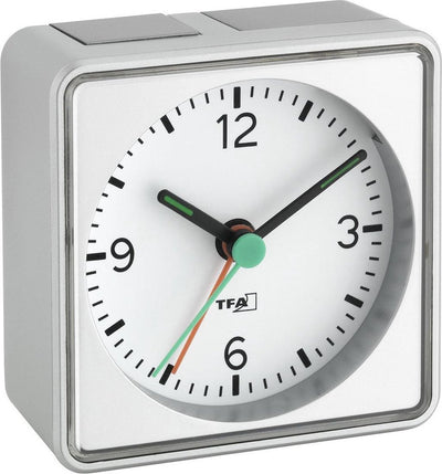 Tfa dostmann 60.1013.54 alarm clock quartz silver alarm times: 1 fluorescent hands