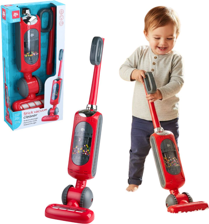 Aspirapolvere giocattolo Dirt Devil - aspirapolvere per bambini con funzione di aspirazione funzionante e suono realistico - per ragazzi e ragazze dai 3 anni - rosso grigio