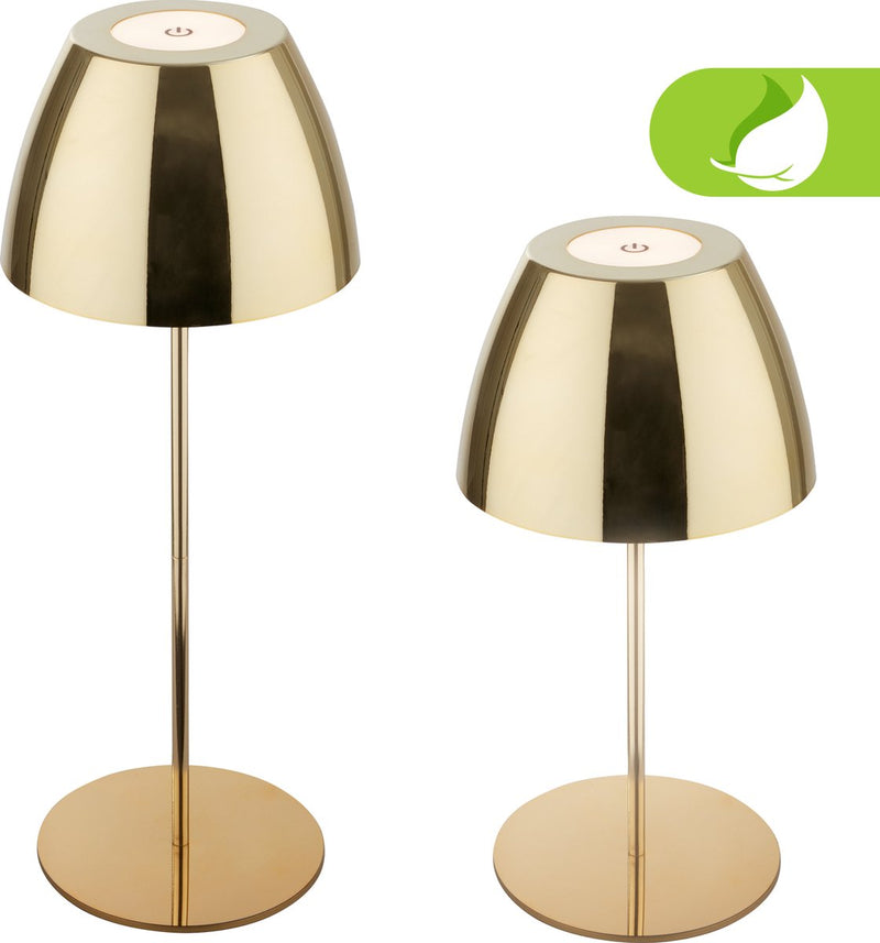 Briloner serina - lámpara de mesa LED inalámbrica ip44 - 7522017 - regulable - táctil - a prueba de salpicaduras - inalámbrica - batería y fuente de luz reemplazables - ø13,5 x 36 cm - color dorado
