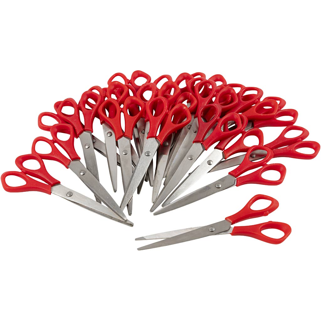 Forbici scolastiche Creative Company, L: 16 cm, appuntite, per destrimani, rosse, 24 pezzi 1 scatola