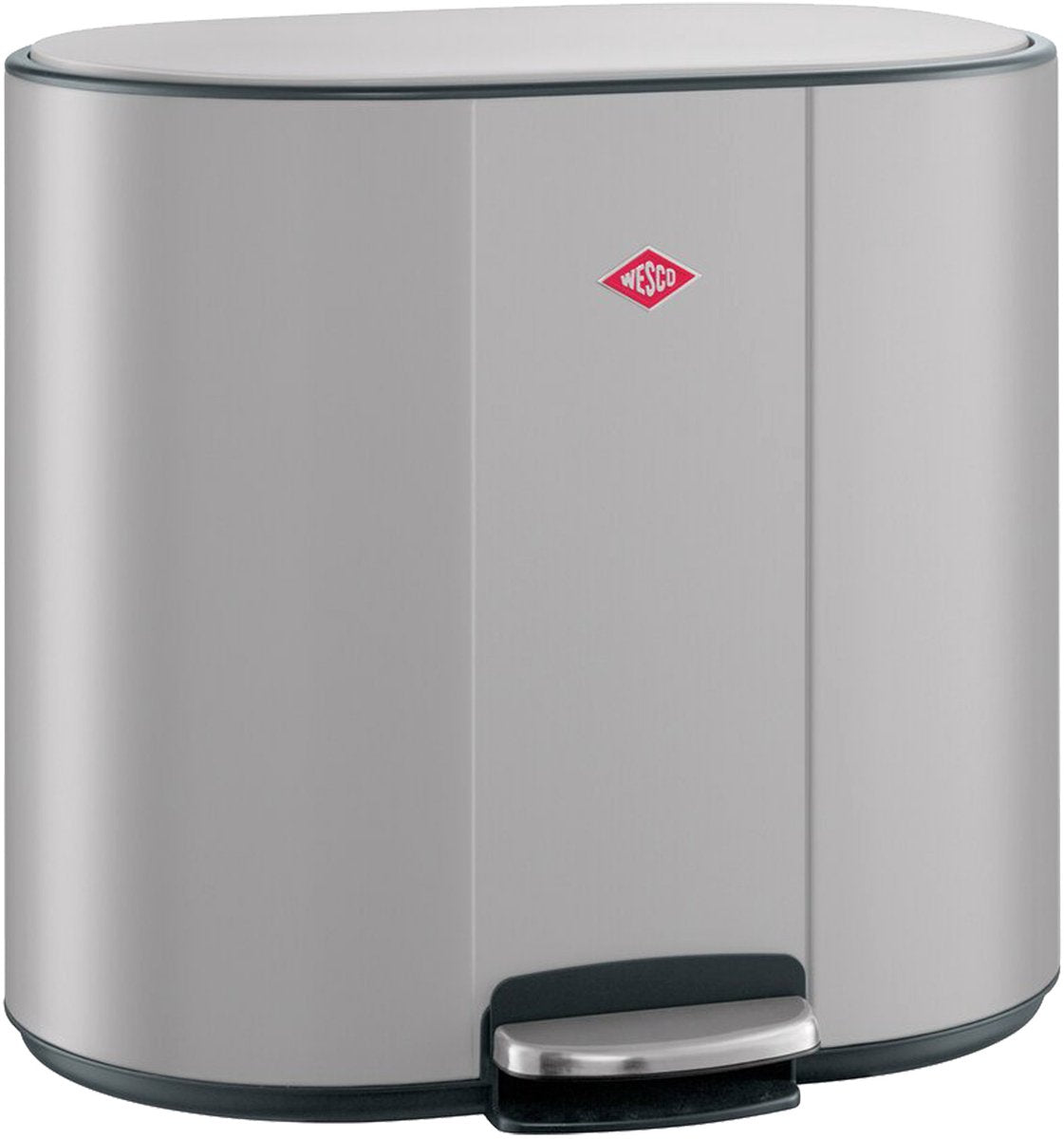 Wesco multicollector 2 prullenbak afvalscheiding (2x25 liter) | 50 liter | metaal - cool grijs mat | duo pedaalemmer met soft close en geurfilter