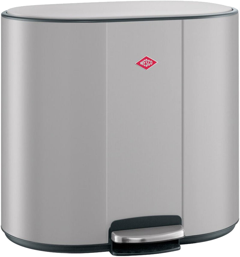 Wesco multicollector 2 prullenbak afvalscheiding (2x25 liter) | 50 liter | metaal - cool grijs mat | duo pedaalemmer met soft close en geurfilter
