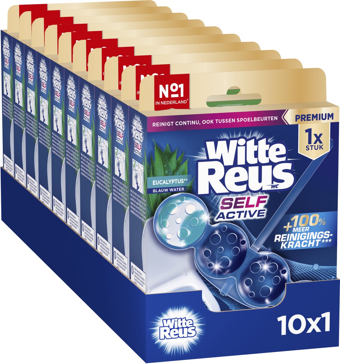 Witte reus self active eucalyptus 50g - wc blokjes - voordeelverpakking - 10 stuks