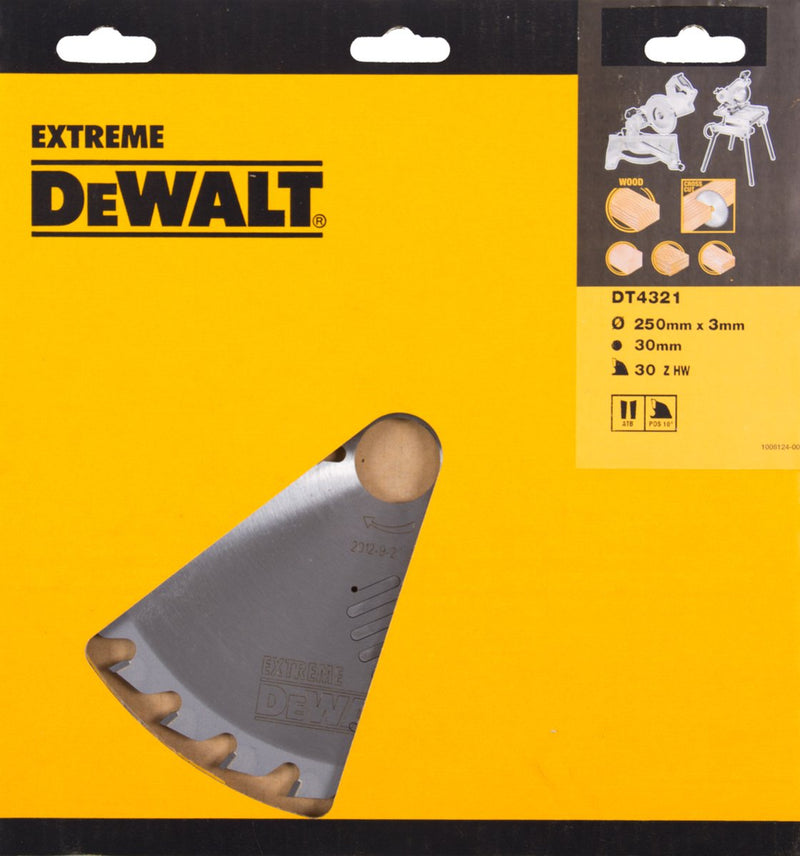 Hoja de sierra circular Dewalt para madera | extremo | ø 250mm agujero eje 30mm 30t - dt4321-qz