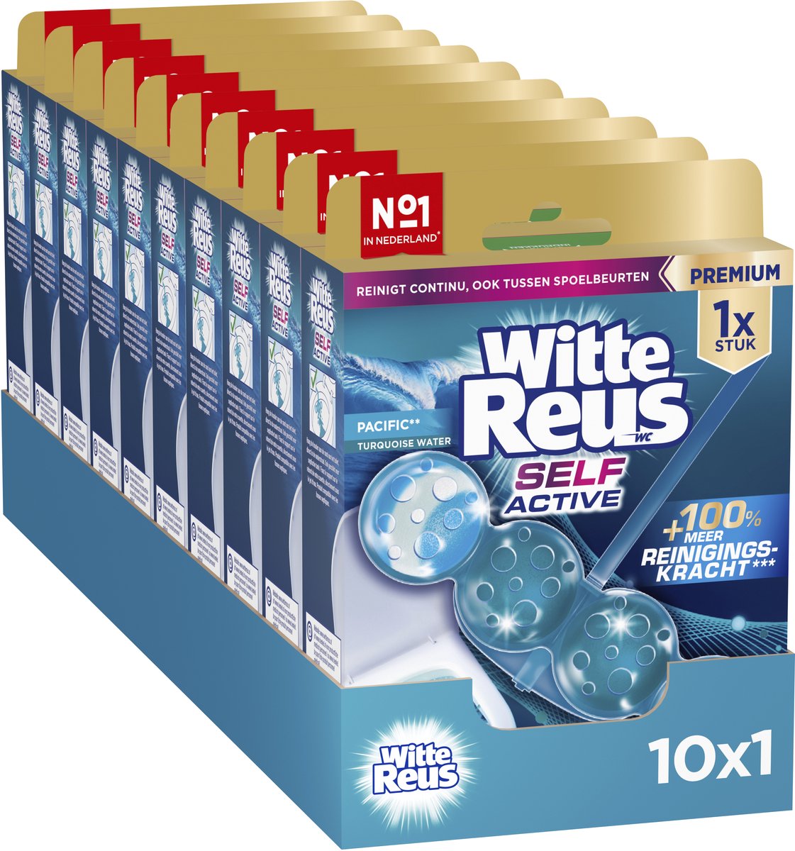 Witte reus self active pacific 50gr - wc blokjes - voordeelverpakking - 10 stuks