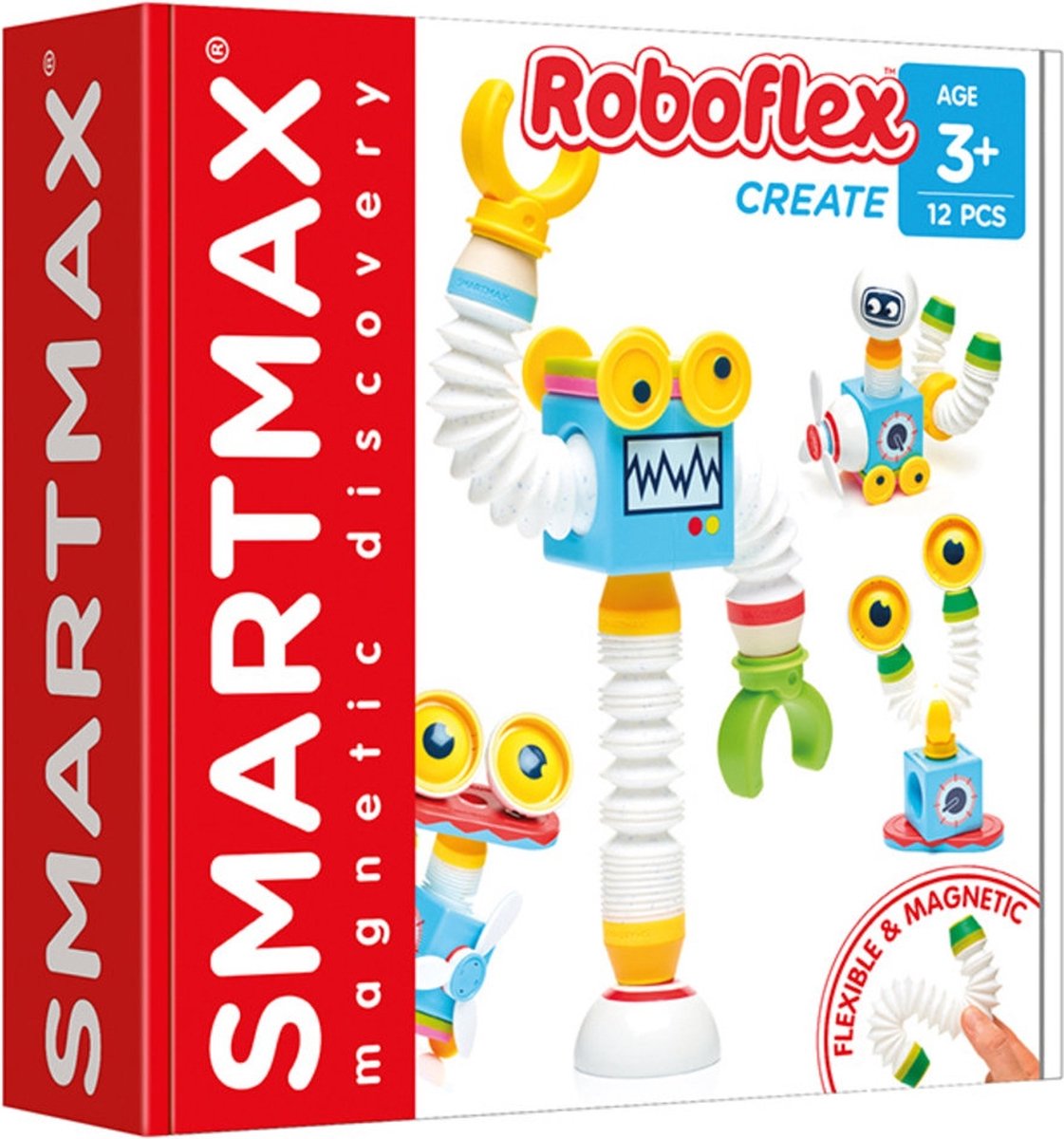 Smartmax roboflex - magnetische robots bouwen - 12-delige bouwset met flexibele staven - educatief speelgoed voor kleuters - vanaf 3 jaar