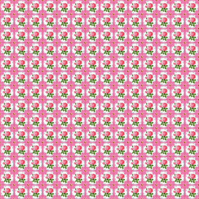 Vaessen creative • tessuto di cotone coco-ton 45x50 cm, motivo floreale rosa così carino