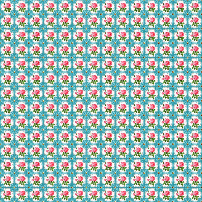 Vaessen creative • tessuto di cotone coco-ton 45x50 cm, motivo floreale blu così carino