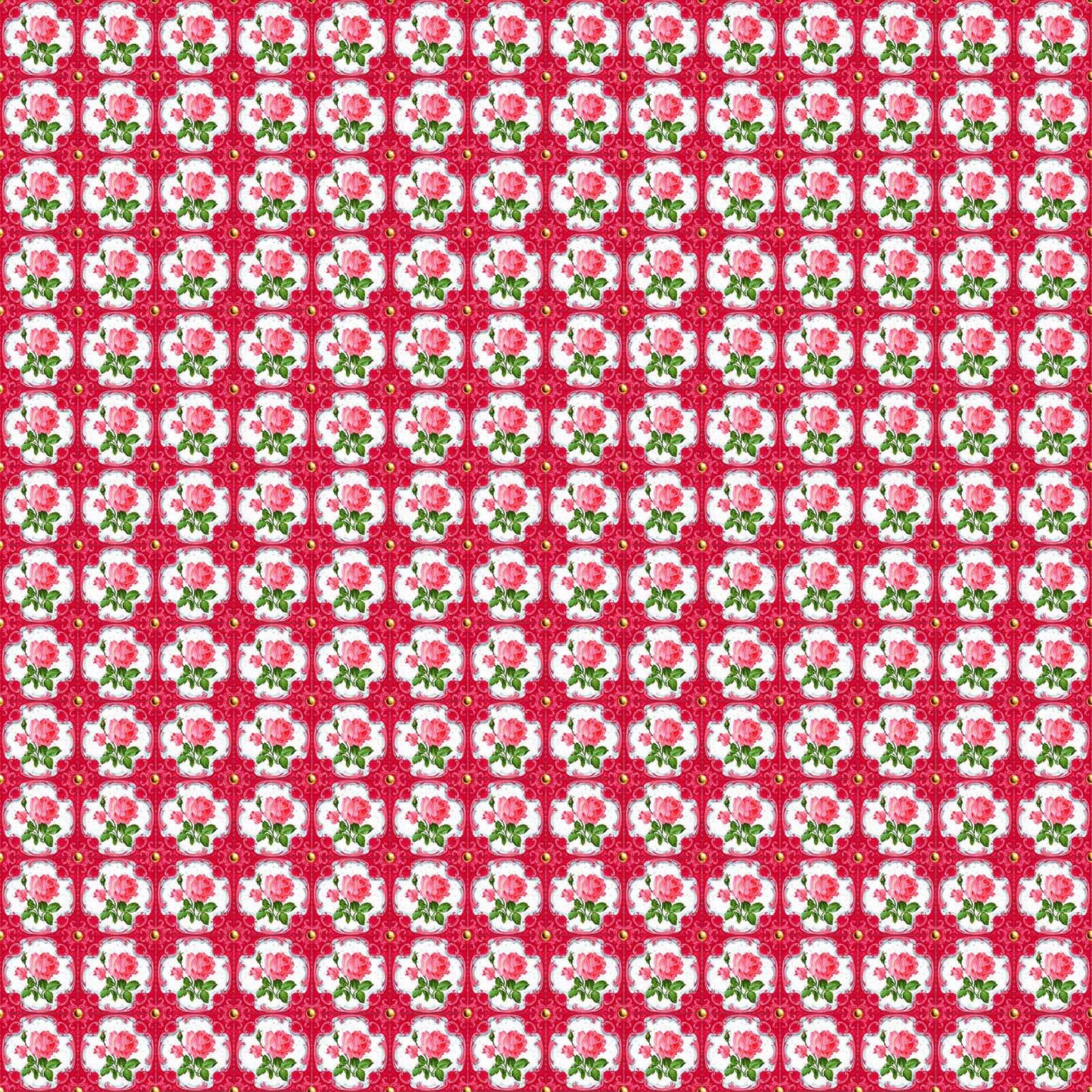 Vaessen creative • tela de algodón coco-ton 45x50cm con un bonito motivo floral rosa