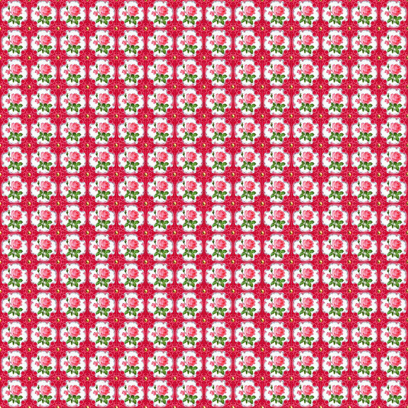 Vaessen creative • tessuto di cotone coco-ton 45x50 cm, motivo floreale rosa così carino