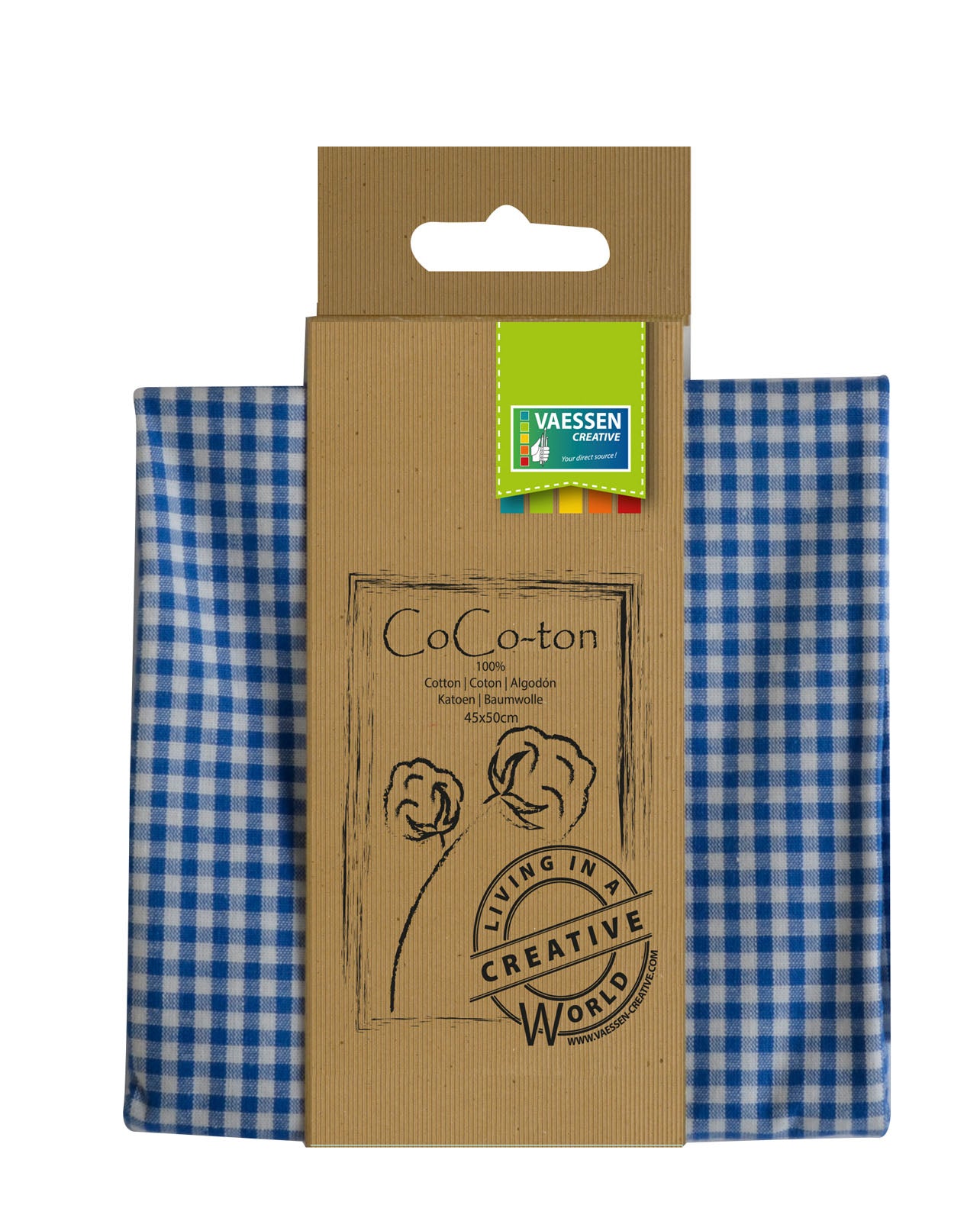 Vaessen creative • tessuto di cotone coco-ton 45x50 cm a quadretti blu medio di base