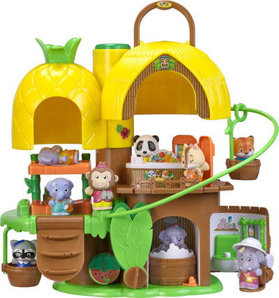 Klorofil play set la piña tropical - juguete infantil interactivo - casa de muñecas - con figura de la familia de los monos - a partir de 18 meses