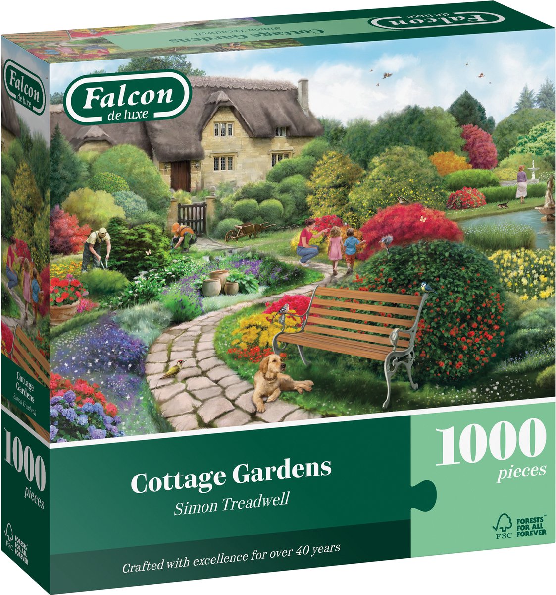 Falcon Puzzle Cottage Gardens Puzzle de 1000 piezas para adultos.