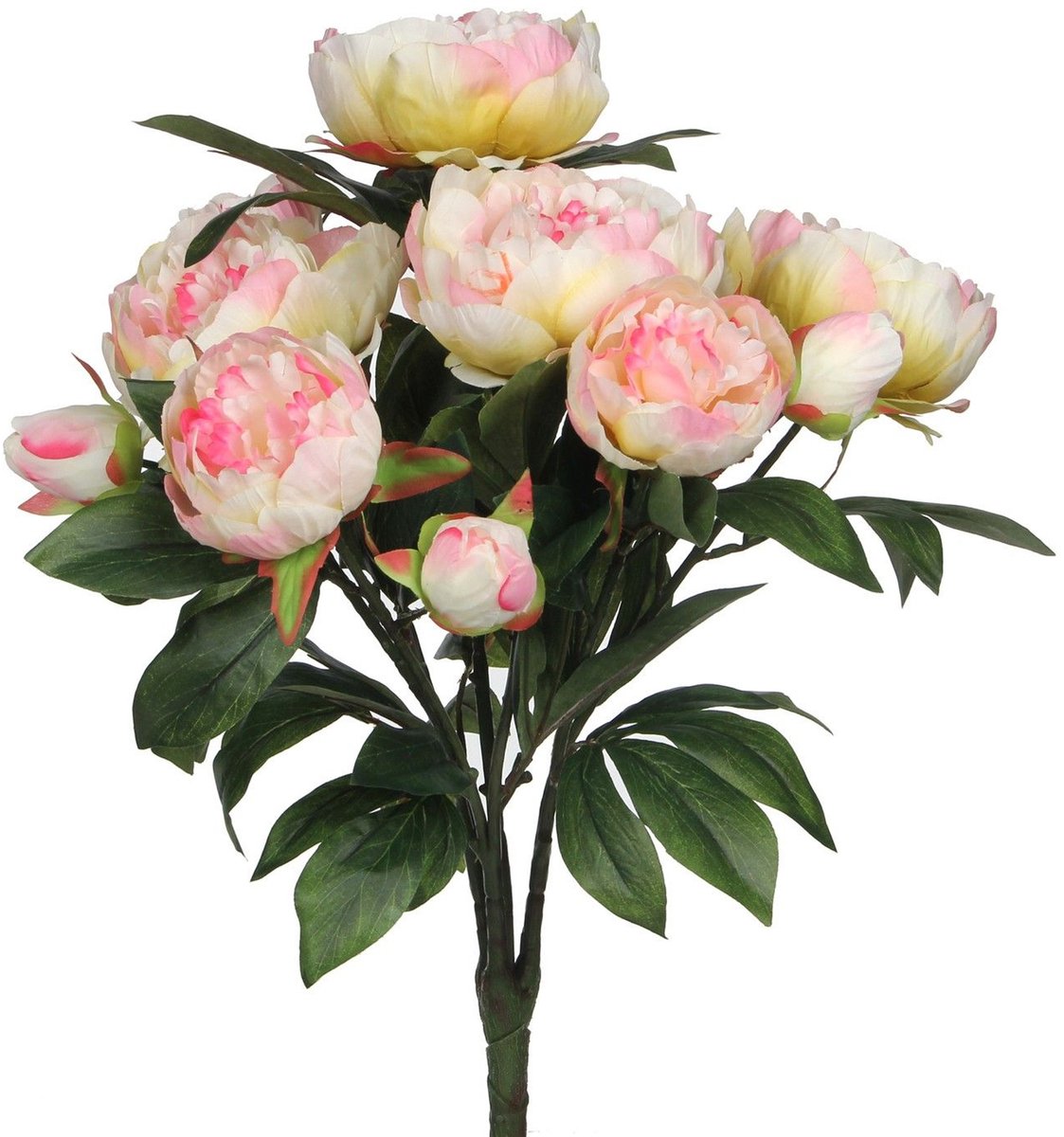 Mica decorations kunstbloemen boeket pioenrozen - roze - 55 cm - decoratie bloemen