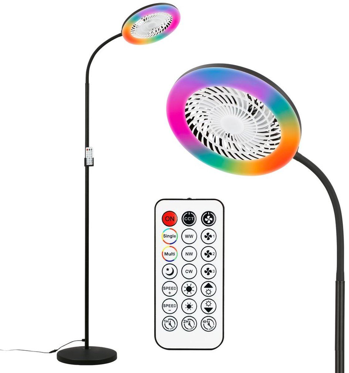 Briloner Windy - lampada da terra con illuminazione a ventola - lampada da terra con telecomando - 13,8 W - RGBIC - dimmerabile - nero - ø28 x 185 cm
