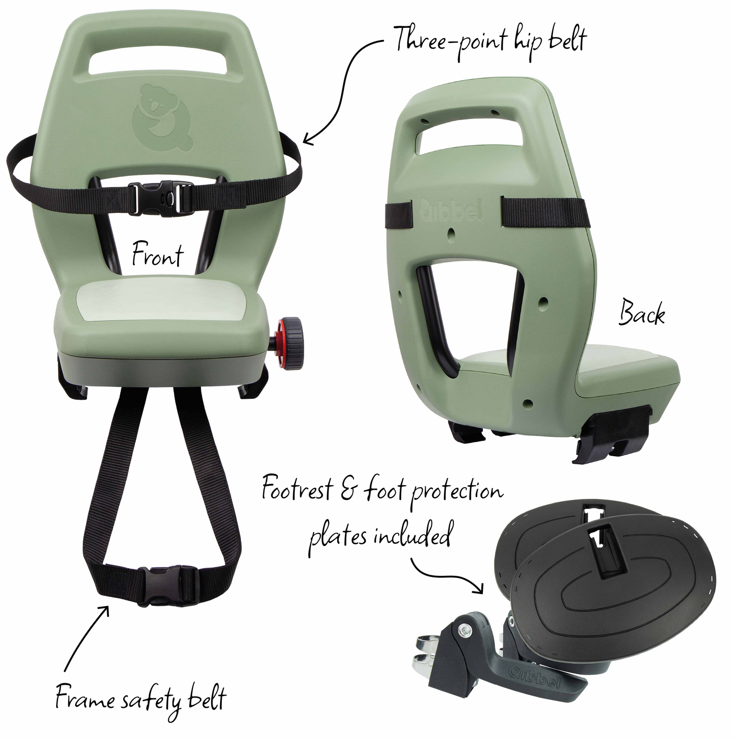 Asiento trasero Qibbel junior verde salvia Q367