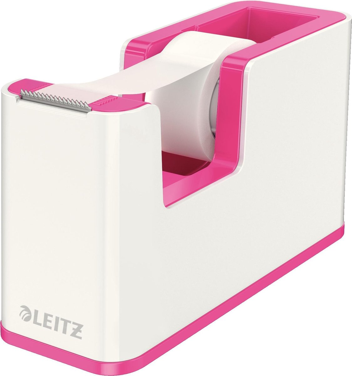 Soporte para cinta adhesiva Leitz wow - incluye 1 rollo de cinta adhesiva - rosa blanco