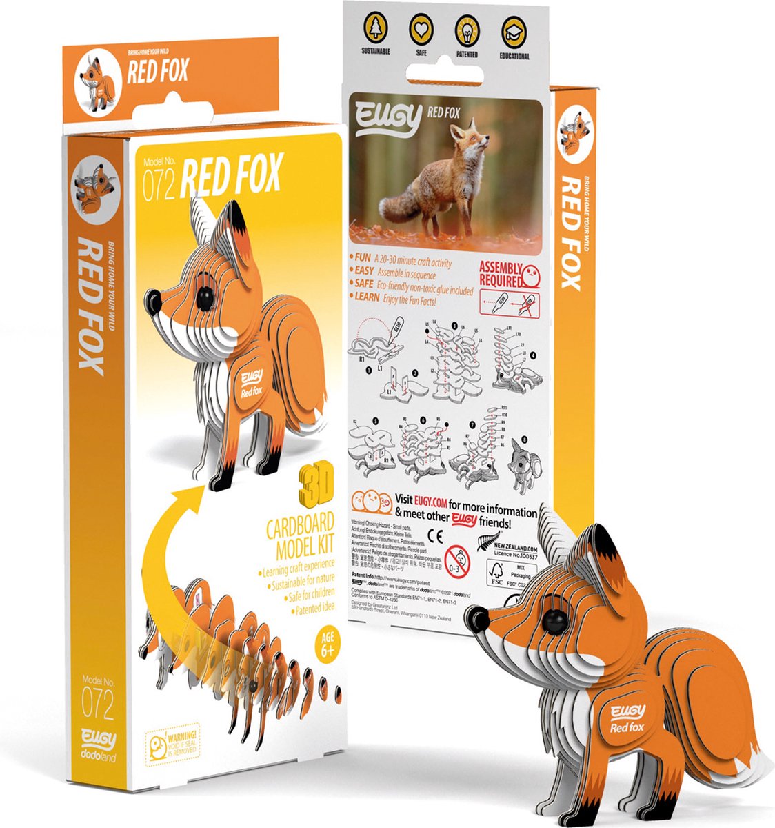 Eugy 3d puzzel - rode vos - bosdieren - duurzaam - verzamel ze allemaal - 6 jaar
