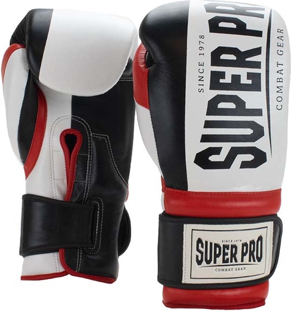 Guantoni da boxe Super Pro Combat Gear (Thai) Bruiser nero rosso bianco 18 once