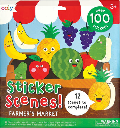 Ooly - scene adesive! - mercato agricolo - set di adesivi - contiene 12 scene del mercato agricolo e più di 100 adesivi - le scene includono ombre per indicare dove dovrebbero andare gli adesivi - adesivi monouso - adatti dai 3 anni in su