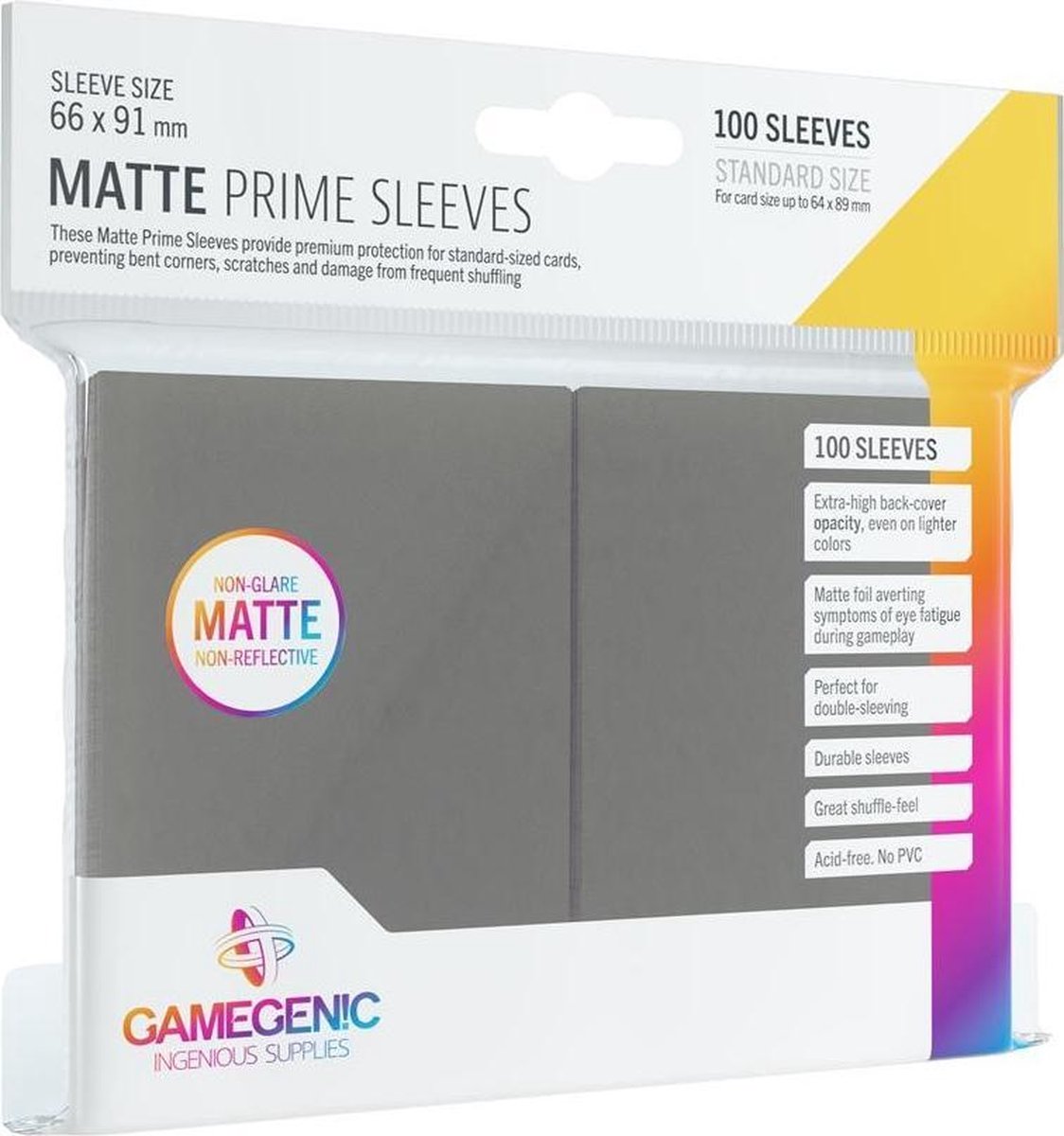 Gamegenic sleeves matte prime dark gray (100 pieces)