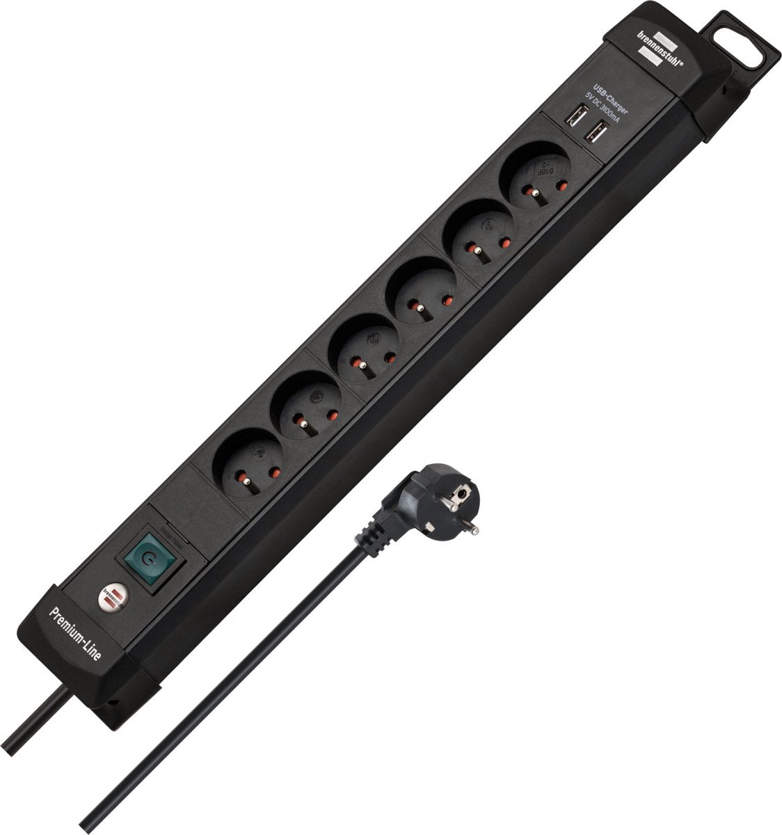 Ciabatta Brennerstuhl Premium Line con USB | 6 volte | nero | 3m h05vv-f 3g1.5 | fr be - 1951164602