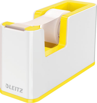 Porta nastro adesivo Leitz wow - incluso 1 rotolo di nastro adesivo - giallo bianco
