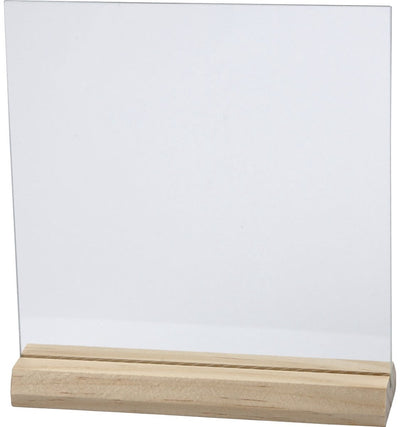 Creativ company glass plate with wooden base, size 15.5x15.5 cm, thickness 28 mm, 10 set 1 box
