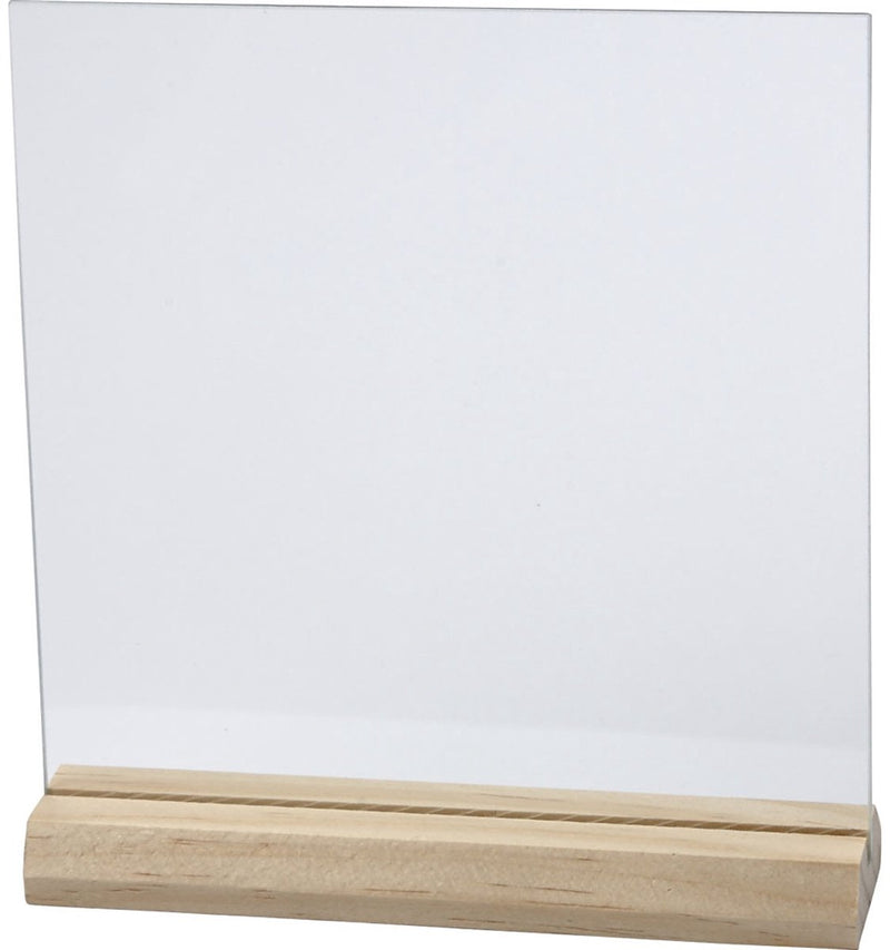 Creativ company plato de vidrio con base de madera, tamaño 15,5x15,5 cm, espesor 28 mm, 10 juegos 1 caja