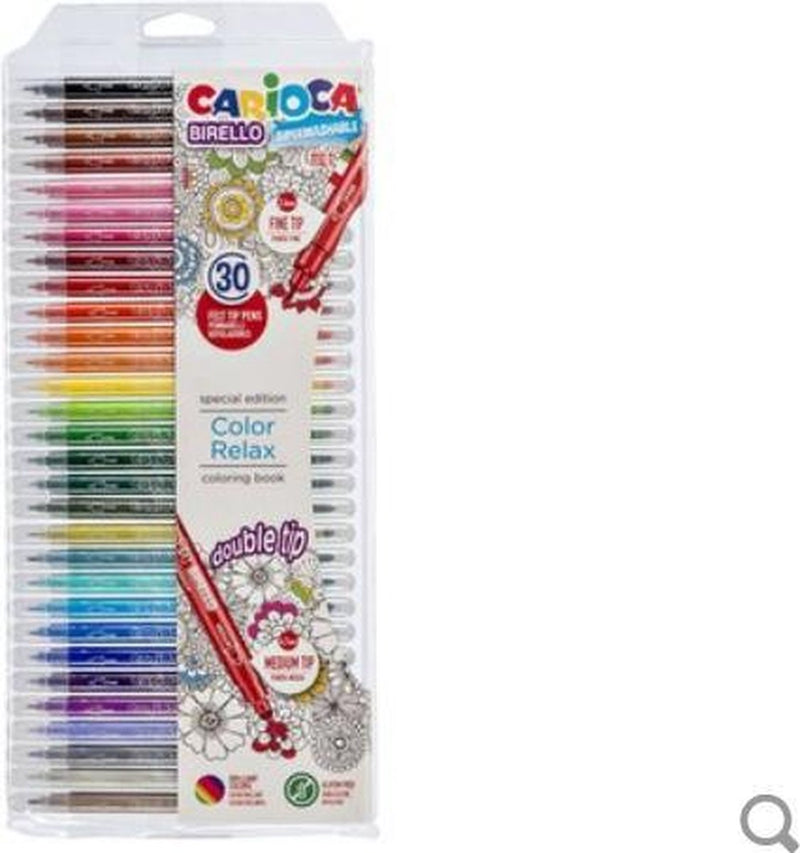 Pennarelli birello Carioca - set doppia punta da 30 colori - super lavabili
