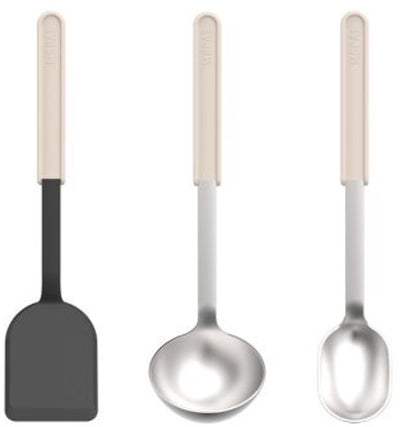 Juego de cocina Mepal de 3 piezas (espátula + cuchara para revolver + cuchara para servir) chef it - utensilios de cocina con revestimiento antiadherente - resistente al calor - apto para lavavajillas - utensilios de cocina - tiza