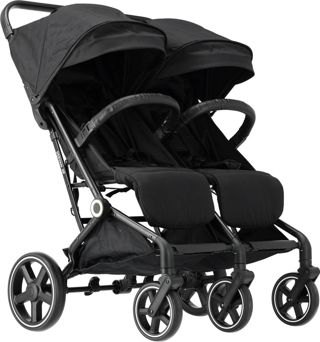 Deryan Luxury XP Twin Buggy XL – Doppio Buggy – DuoBuggy – Compatto e leggero – Nero