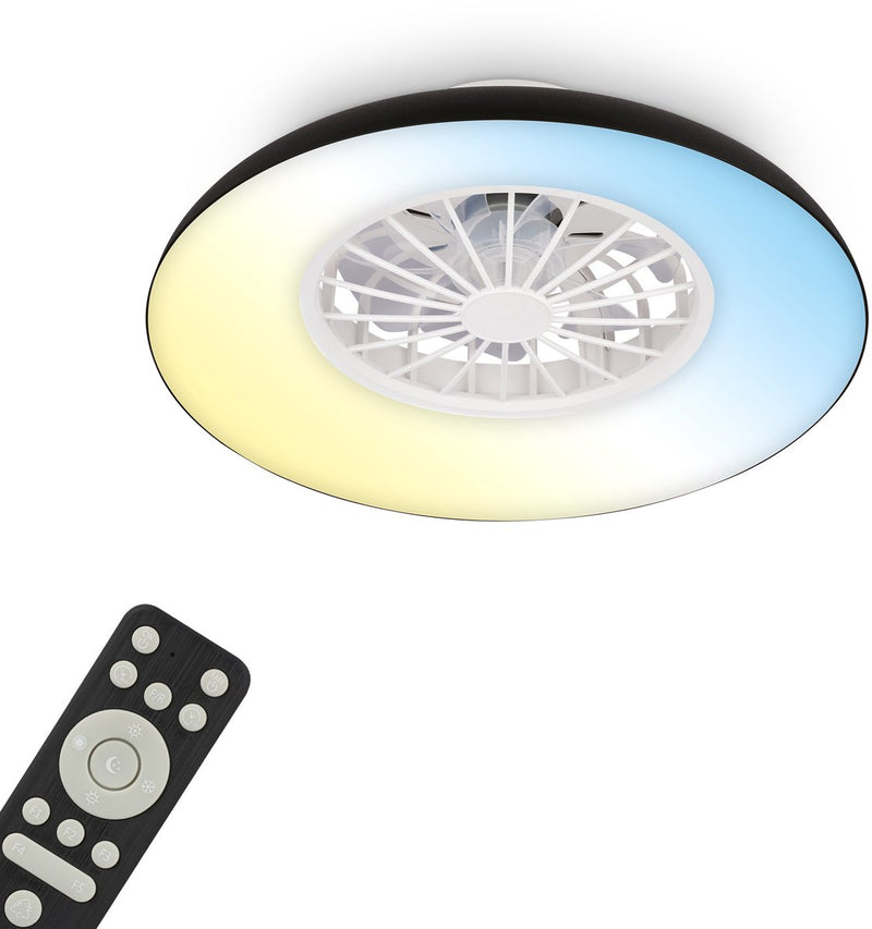 Briloner windora - ventilatore da soffitto con illuminazione - lampada da soffitto a LED con ventilatore - dimmerabile - 5 velocità - lampada ventilatore modalità estate e inverno - CCT - ø48,5 cm - nero
