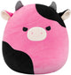 Peluche Squishmallows - vaca negra y rosa, 30 cm