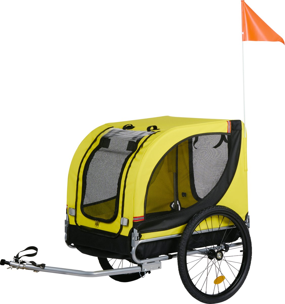 Dunlop dog bicycle trailer - bicycle trailer dog - bicycle trailers for dogs up to max. 40 kg - bicycle trailer luggage - bicycle trailer with reflectors and adjustable rain cover - dog bicycle trailer - dog trailer - yellow