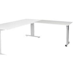 Mesa extensible Schaffenburg lin-pla126-wira-m25 120x60x65-85cm blanco, plateado