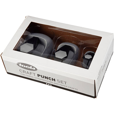 Creativ company ponsen set, b: 25+49+75 mm, zeskant, 3 assorti