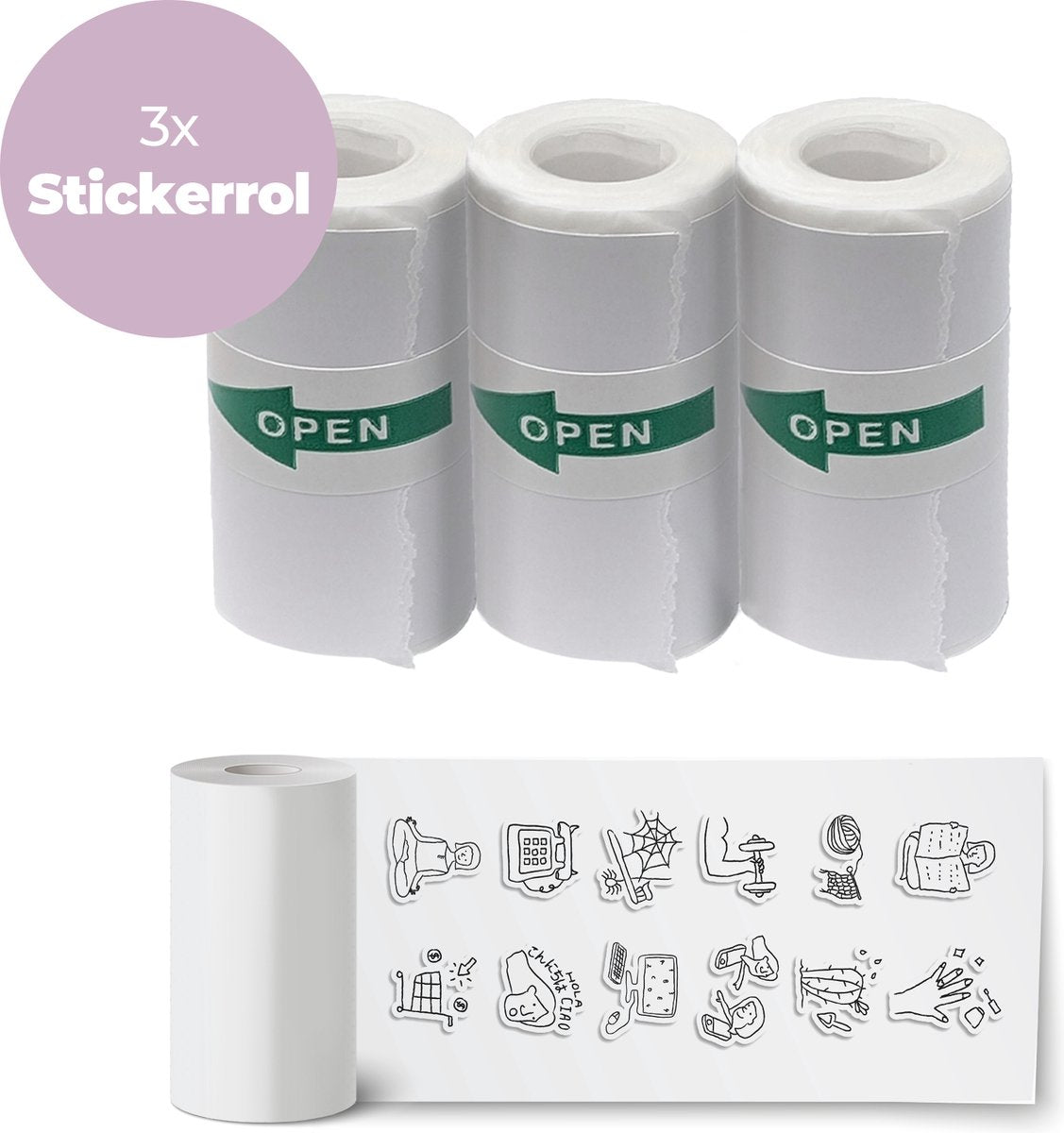 Denver stickerrollen (57 x 30 mm) voor kindercamera met printer en pocket printer - 3 stuks - psp43 - wit