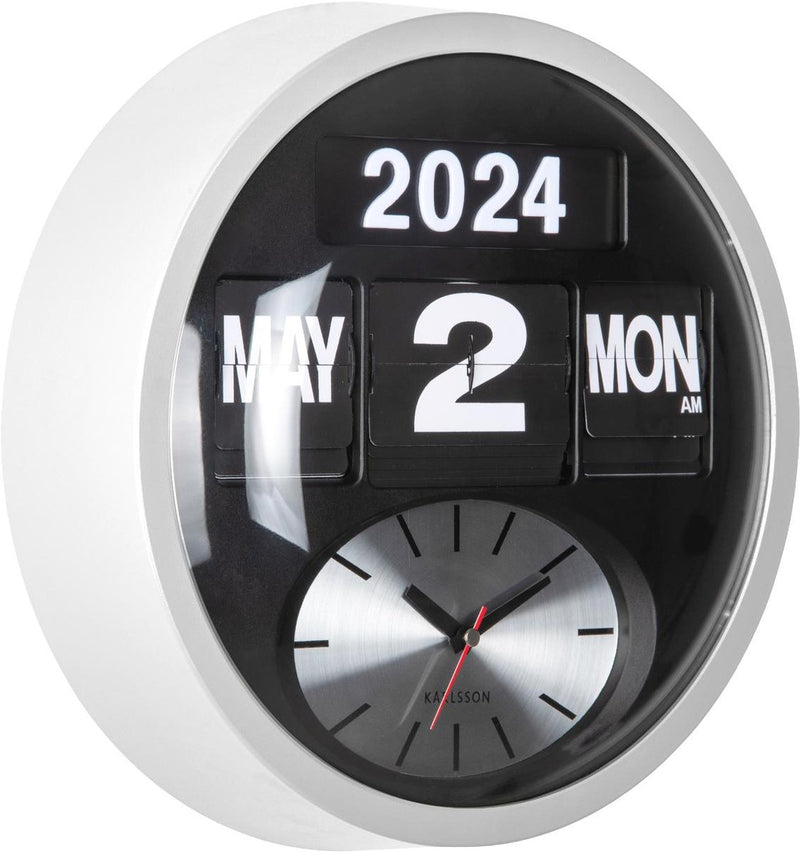 Reloj de pared Karlsson flip redondo - blanco - 11x32,6x32,6cm - reloj de pared escandinavo