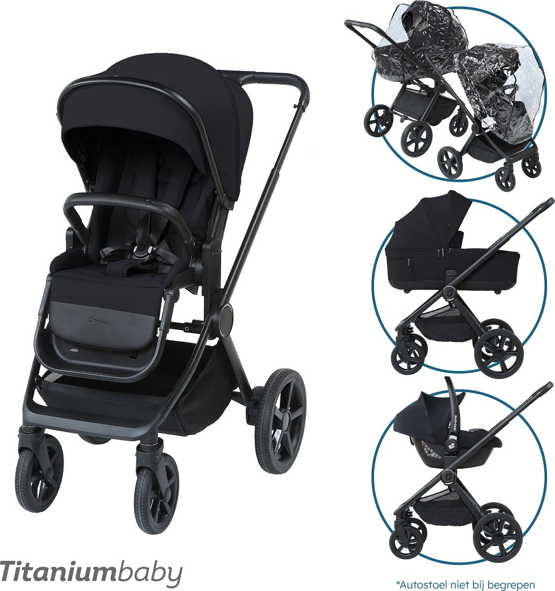 Titanium baby titaniumbaby urban lush black 2-in-1 kinderwagen