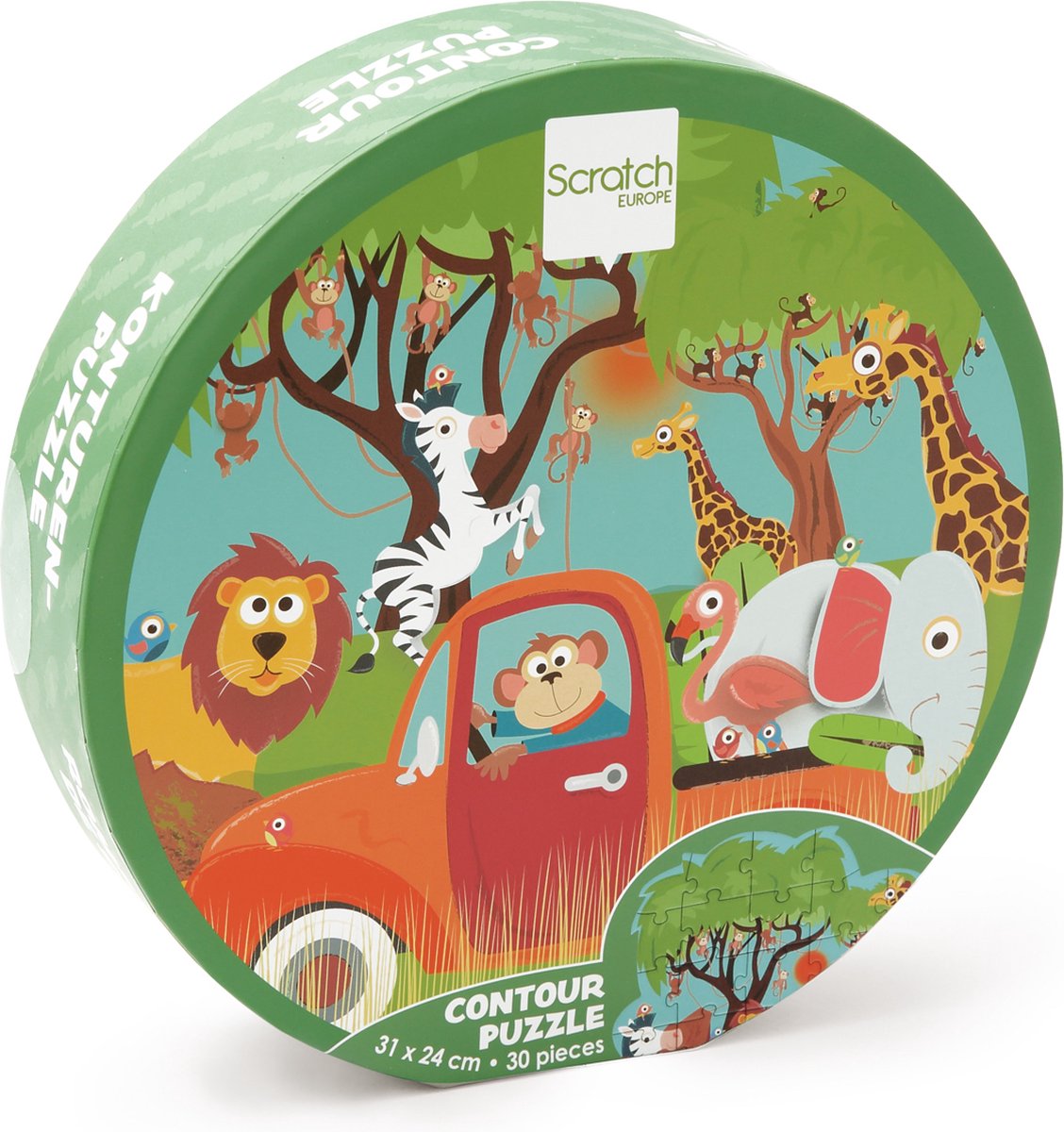 Puzzle con contorno da grattare - safari - 31x24 cm - 30 pezzi - 3+