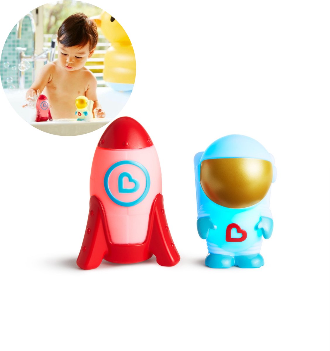 Giocattoli da bagno Munchkin - Galaxy Buddies - set da 2 - si illumina! - dai 9 mesi - giochi da bagno per bambini - giochi da bagno per ragazzi e ragazze