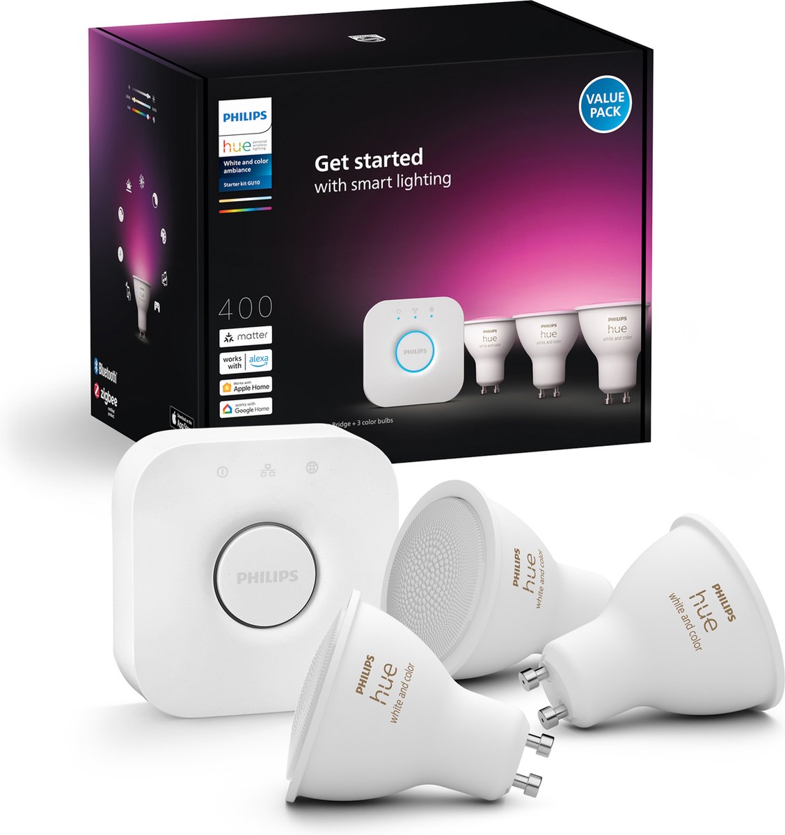 Starter kit Philips hue - luce bianca e colorata - confezione da 3 - gu10