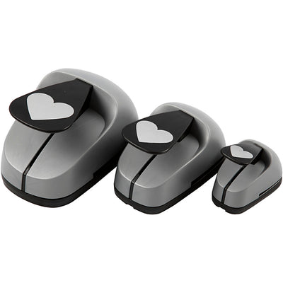 Creativ Company Ponsen Set, Heart, Dim 25+49+75 mm, 3 piezas 1 caja
