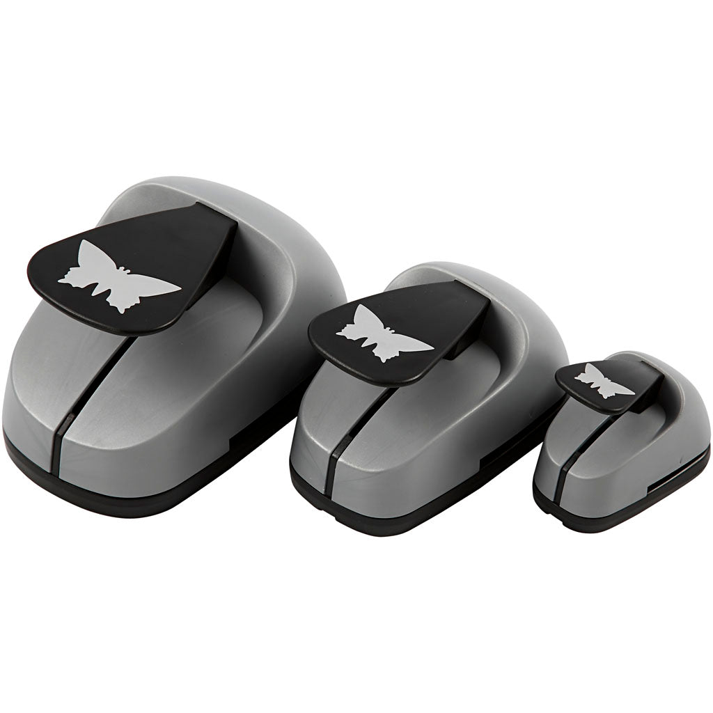 Creativ Company Ponsen Set, Butterfly, Dim 25+49+75 mm, 3 piezas 1 caja