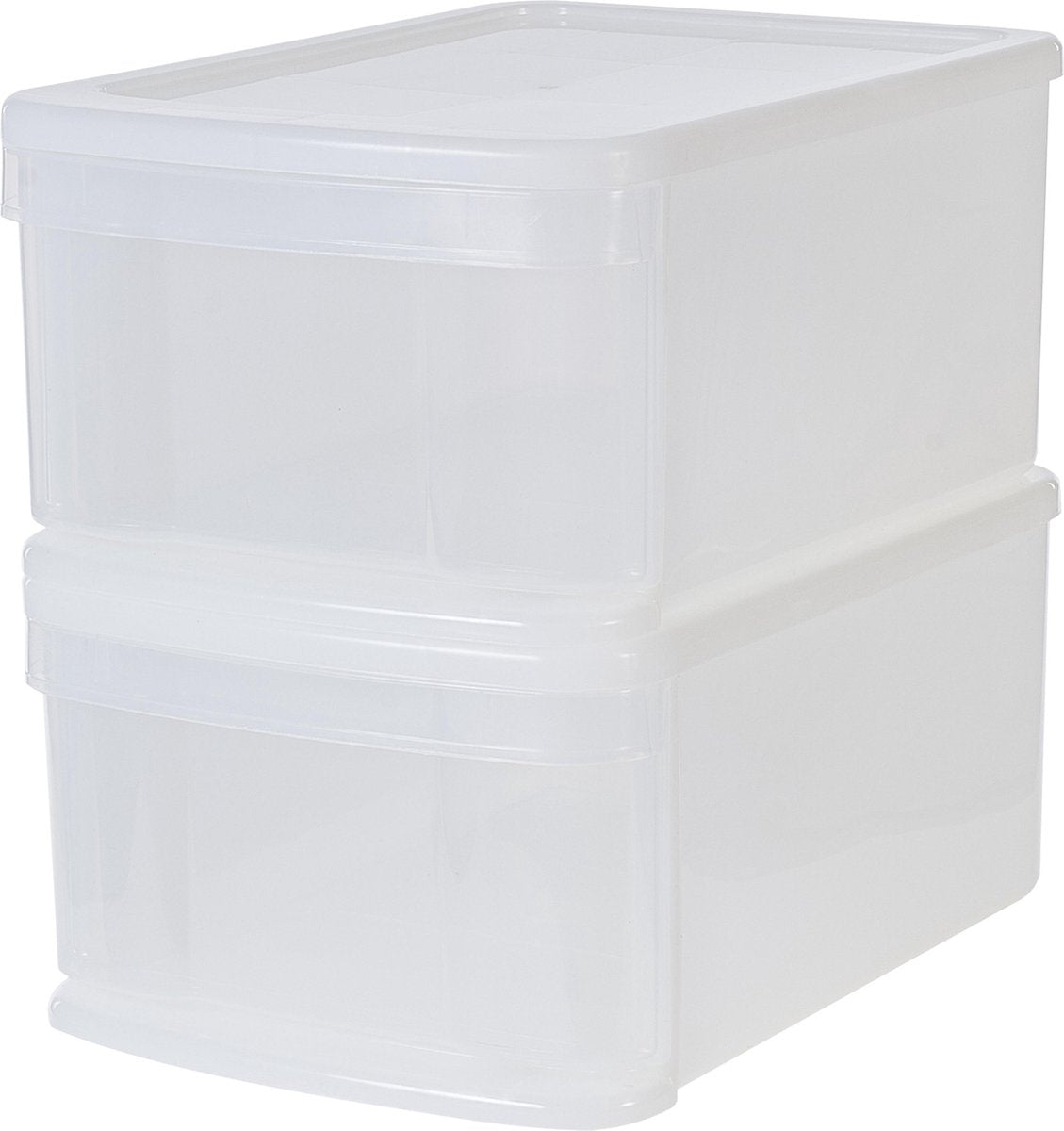 Cassetto impilabile Iris - cassetto portaoggetti - 11 l - plastica - bianco trasparente - set da 2